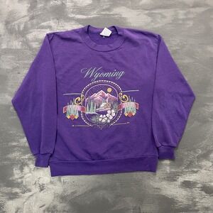 Vintage Wyoming sweatshirt mens Medium‎ purple 1990s mountains